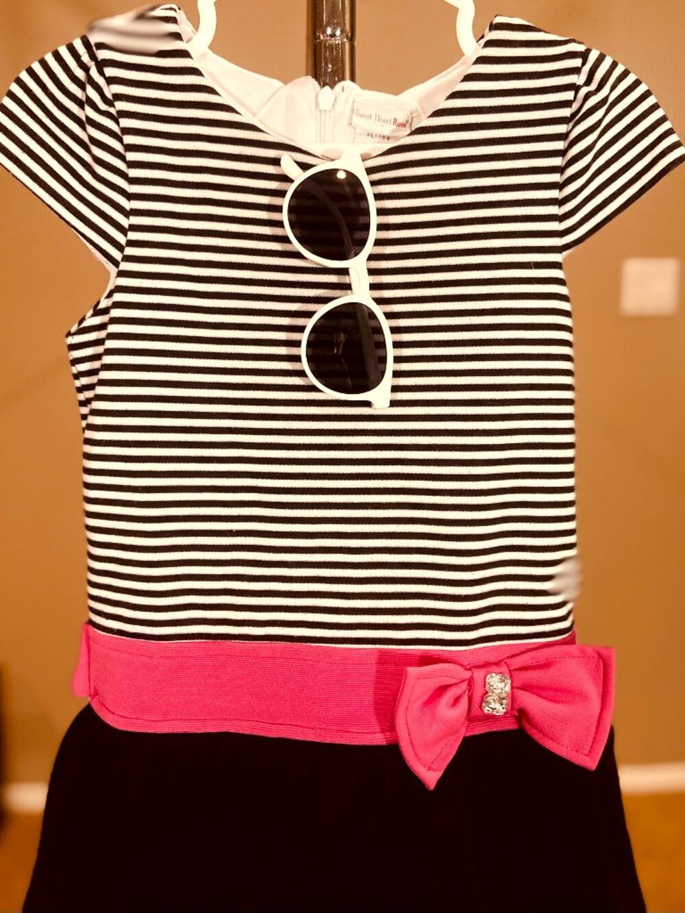 Sweet Heart Rose Striped Dress with Sunglasses - Size 6 - By Poppy & Princess